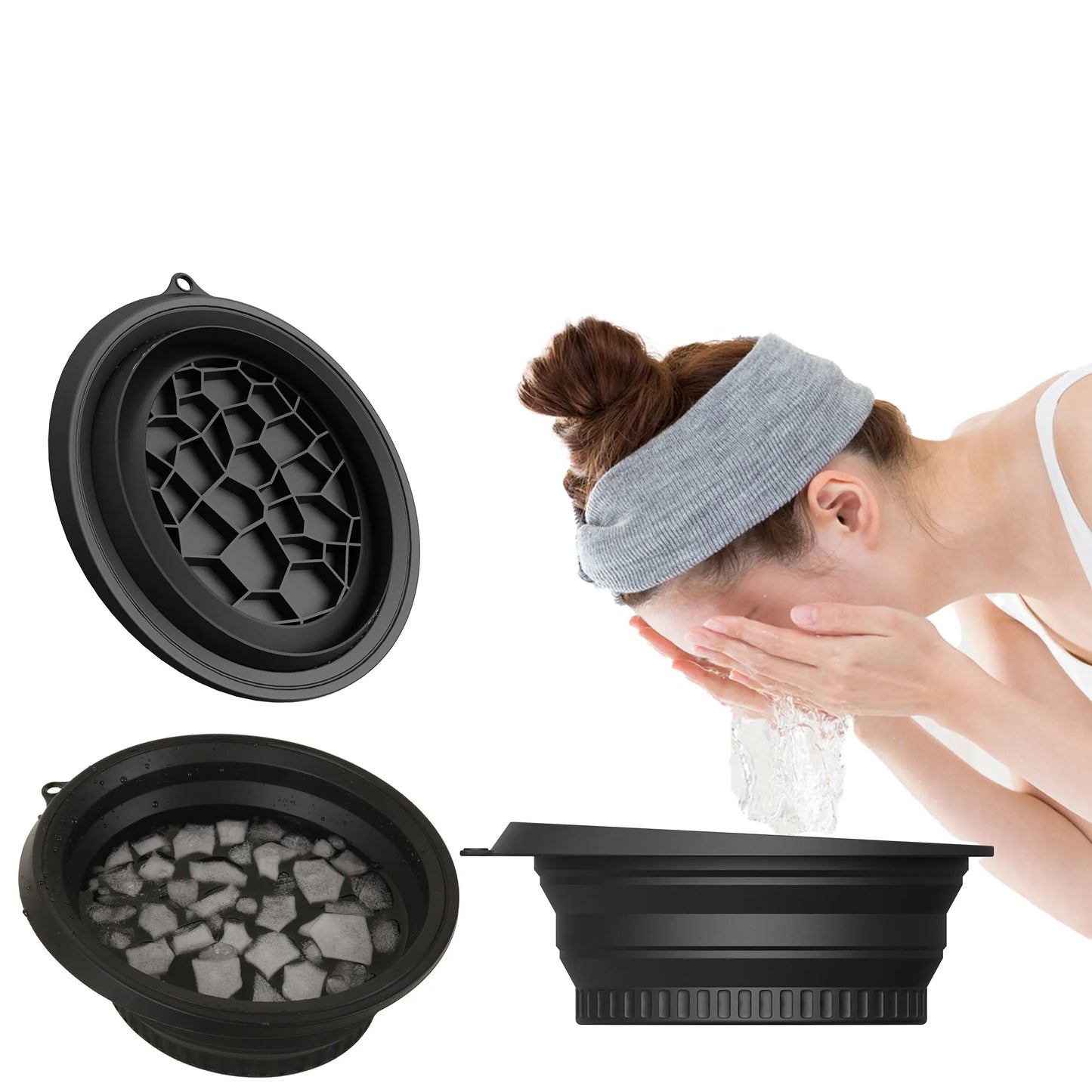 Face Ice Bath Bowl – Plunge & Folding Facial Ice Washbasin for Home & Travel | Skin-Cooling Beauty Tool