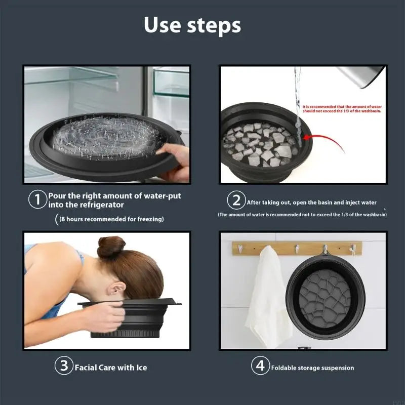 Face Ice Bath Bowl – Plunge & Folding Facial Ice Washbasin for Home & Travel | Skin-Cooling Beauty Tool