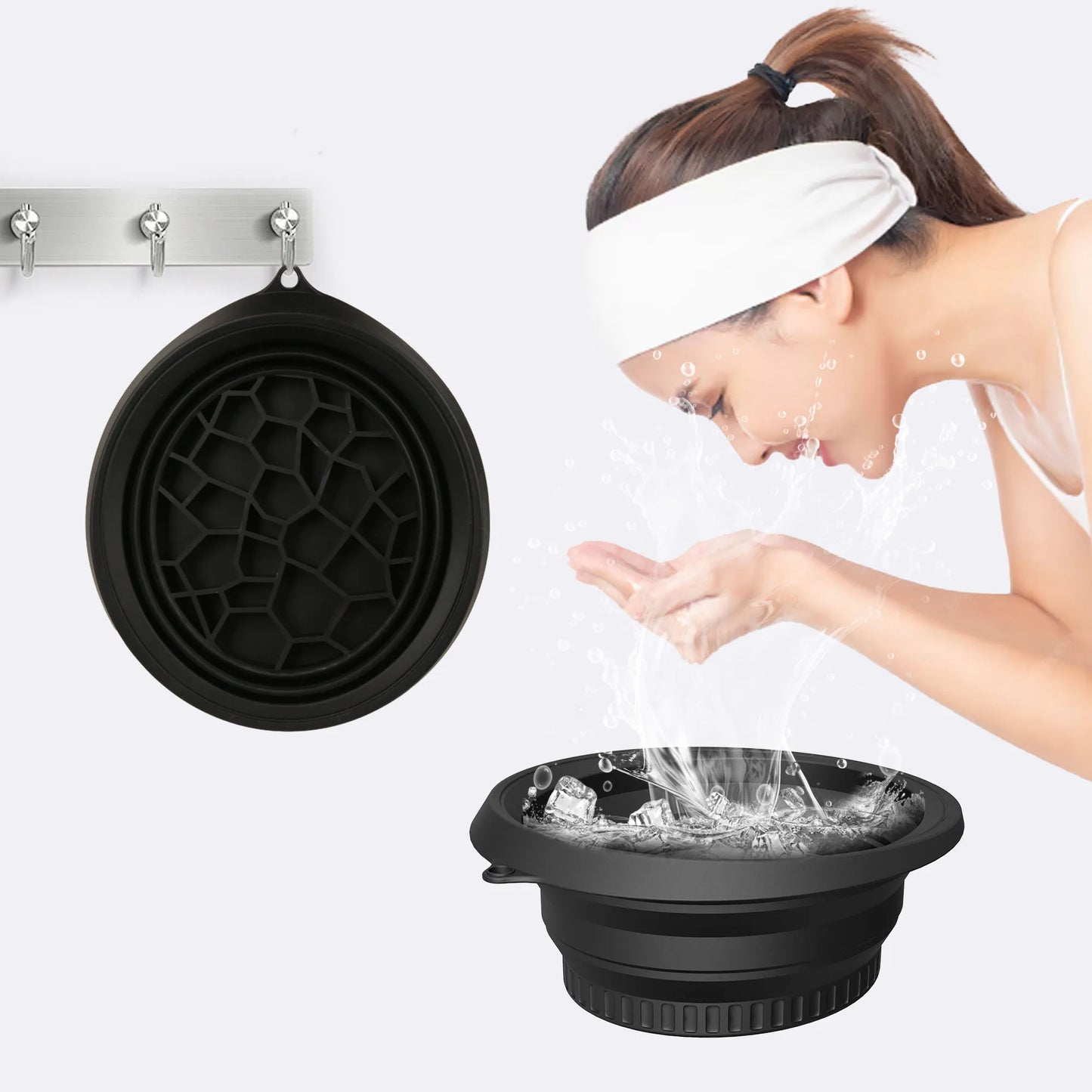 Face Ice Bath Bowl – Plunge & Folding Facial Ice Washbasin for Home & Travel | Skin-Cooling Beauty Tool